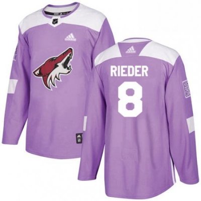 Mens Adidas Arizona Coyotes 8 Tobias Rieder Authentic Purple Fights Cancer Practice NHL Jersey