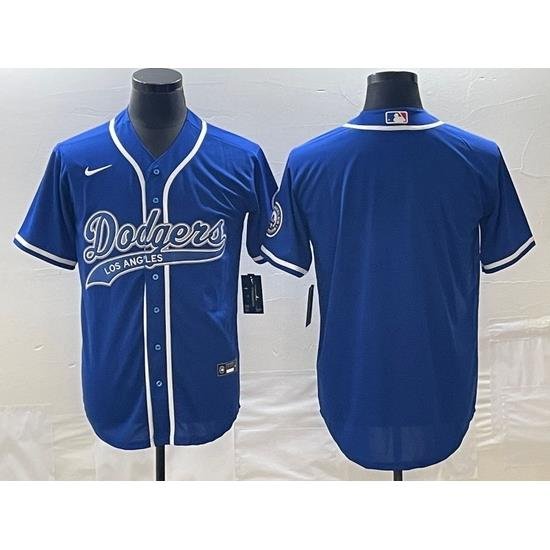 Men's Los Angeles Dodgers Blue Blank With Patch Cool Base Stitched Baseball Jersey