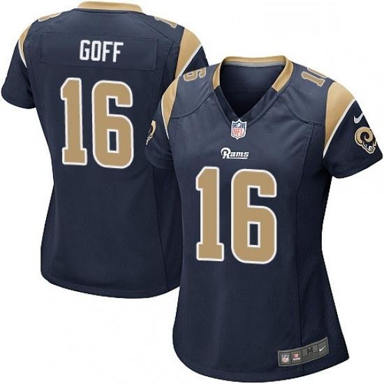 Womens Nike Los Angeles Rams 16 Jared Goff Game Navy Blue Team Color NFL Jersey