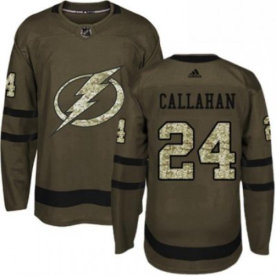 Mens Adidas Tampa Bay Lightning 24 Ryan Callahan Authentic Green Salute to Service NHL Jersey