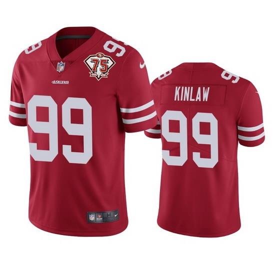 Nike San Francisco 49ers 99 Javon Kinlaw Red Men 75th Anniversary Stitched NFL Vapor Untouchable Limited Jersey