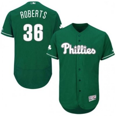 Mens Majestic Philadelphia Phillies 36 Robin Roberts Green Celtic Flexbase Authentic Collection MLB Jersey