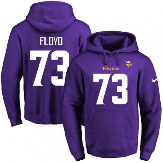 NFL Mens Nike Minnesota Vikings 73 Sharrif Floyd Purple Name Number Pullover Hoodie