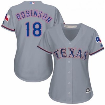 Womens Majestic Texas Rangers 18 Drew Robinson Replica Grey Road Cool Base MLB Jersey