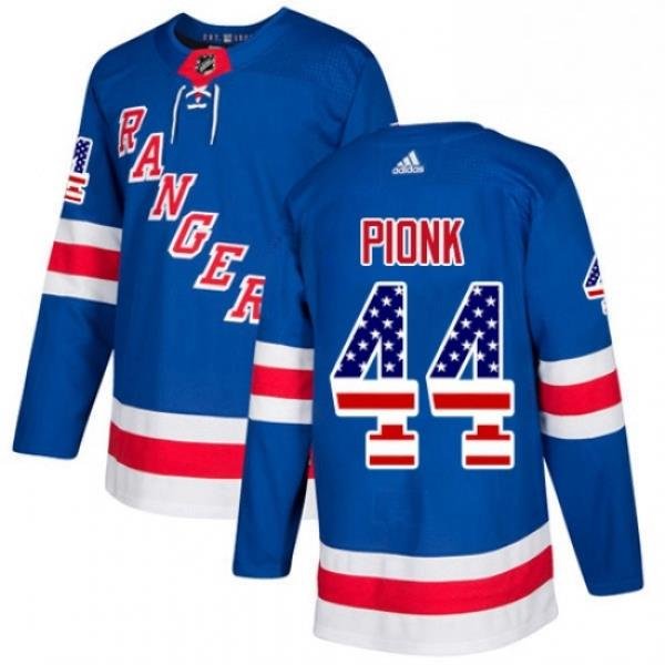 Mens Adidas New York Rangers 44 Neal Pionk Royal Blue Home Authentic USA Flag Stitched NHL Jersey