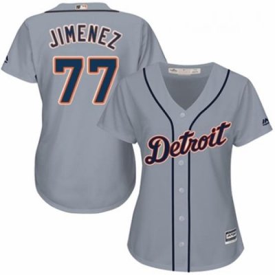 Womens Majestic Detroit Tigers 77 Joe Jimenez Replica Grey Road Cool Base MLB Jersey