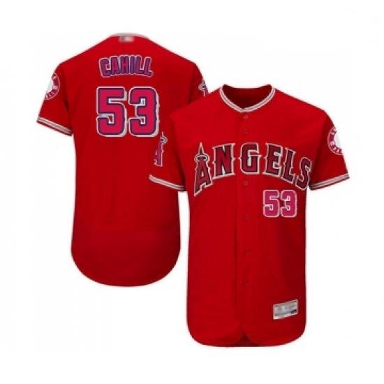 Mens Los Angeles Angels of Anaheim 53 Trevor Cahill Red Alternate Flex Base Authentic Collection Baseball Jersey