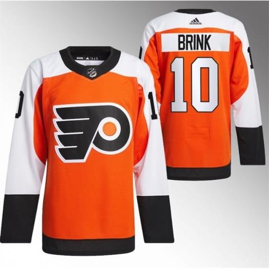 Men Philadelphia Flyers 10 Bobby Brink 2023 24 Orange Stitched Jersey