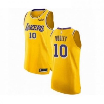 Mens Los Angeles Lakers 10 Jared Dudley Authentic Gold Basketball Jersey Icon Edition