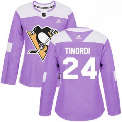 Womens Adidas Pittsburgh Penguins 24 Jarred Tinordi Authentic Purple Fights Cancer Practice NHL Jersey