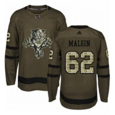 Youth Adidas Florida Panthers 62 Denis Malgin Authentic Green Salute to Service NHL Jersey