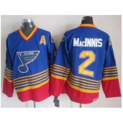 St. Louis Blues #2 Al MacInnis Light Blue Red CCM Throwback Stitched NHL Jersey