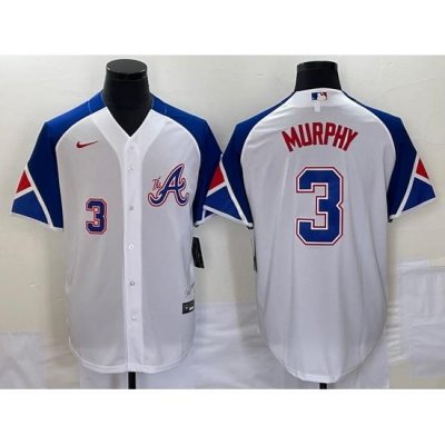 Men's Atlanta Braves #3 Dale Murphy Number White 2023 City Connect Cool Base Stitched Jersey1