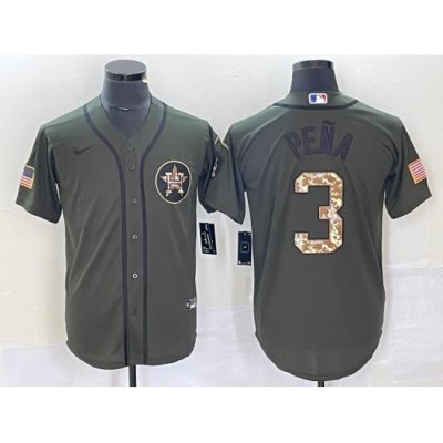 Men Houston Astros 3 Jeremy Pena Green Salute To Service Stitched MLB Cool Base Nike Jersey