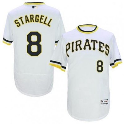 Mens Majestic Pittsburgh Pirates 8 Willie Stargell White Flexbase Authentic Collection Cooperstown MLB Jersey