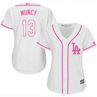 Womens Majestic Los Angeles Dodgers 13 Max Muncy Authentic White Fashion Cool Base MLB Jersey