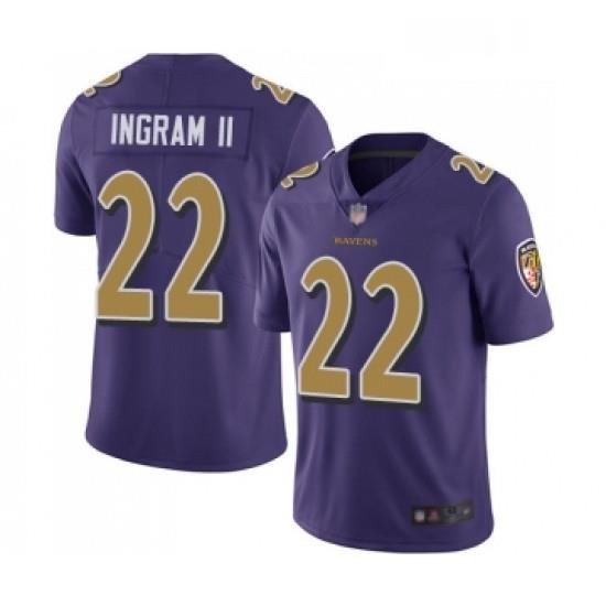 Mens Baltimore Ravens 22 Mark Ingram II Limited Purple Rush Vapor Untouchable Football Jersey