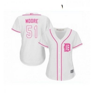 Womens Detroit Tigers 51 Matt Moore Replica White Fashion Cool Base Baseball Jersey