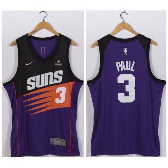 Men Phoenix Suns 3 Chris Paul Purple Stitched Jersey