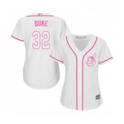 Womens Cleveland Indians 32 Zach Duke Replica White Fashion Cool Base Baseball Jersey