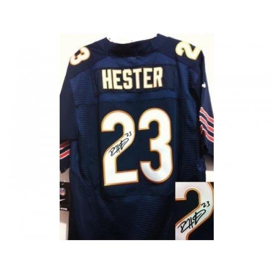 Nike Chicago Bears 23 Devin Hester Blue Elite Signed NFL Jersey