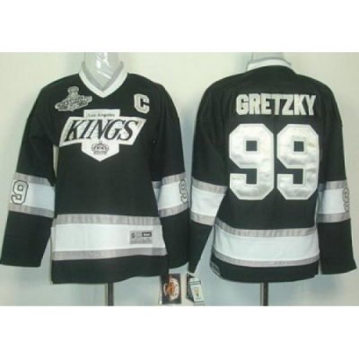 Los Angeles Kings #99 Wayne Gretzky Black Stanley Cup Finals Champions Patch NHL Jerseys