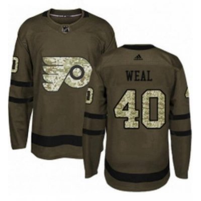 Mens Adidas Philadelphia Flyers 40 Jordan Weal Premier Green Salute to Service NHL Jersey