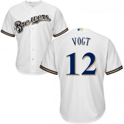 Youth Majestic Milwaukee Brewers 12 Stephen Vogt Replica White Home Cool Base MLB Jersey