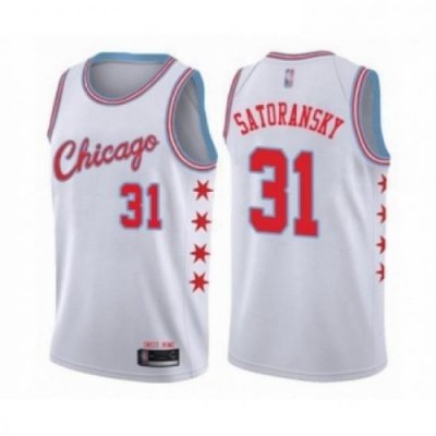 Mens Chicago Bulls 31 Tomas Satoransky Authentic White Basketball Jersey City Edition