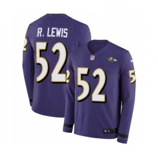 Mens Nike Baltimore Ravens 52 Ray Lewis Limited Purple Therma Long Sleeve NFL Jersey