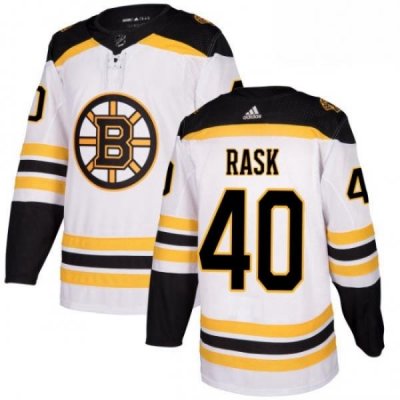 Mens Adidas Boston Bruins 40 Tuukka Rask Authentic White Away NHL Jersey