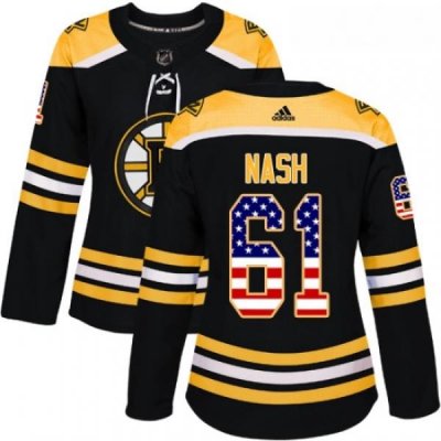 Womens Adidas Boston Bruins 61 Rick Nash Authentic Black USA Flag Fashion NHL Jersey