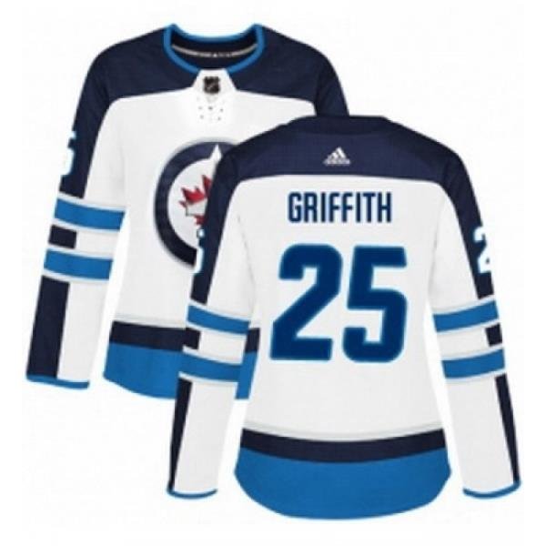 Womens Adidas Winnipeg Jets 25 Seth Griffith Authentic White Away NHL Jersey