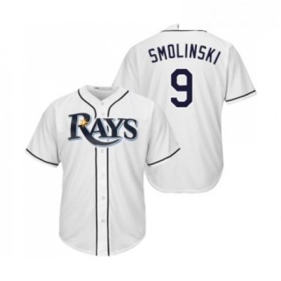 Youth Tampa Bay Rays 9 Jake Smolinski Replica White Home Cool Base Baseball Jersey