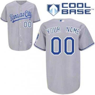 Men Women Youth All Size Kansas City Royals Cool Base Custom Jerseys Grey 3