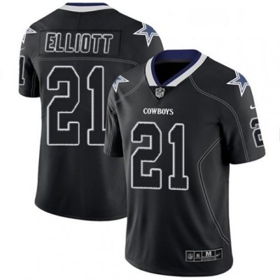 Mens Nike Dallas CoWboys 21 Ezekiel Elliott Limited Lights Out Black Rush NFL Jersey