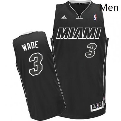 Mens Adidas Miami Heat 3 Dwyane Wade Swingman BlackWhite NBA Jersey