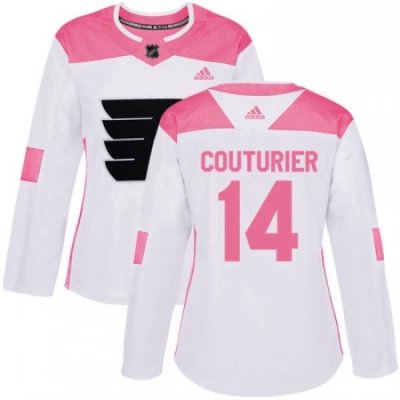 Womens Adidas Philadelphia Flyers 14 Sean Couturier Authentic WhitePink Fashion NHL Jersey