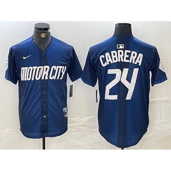 Men Detroit Tigers 24 Miguel Cabrera 2024 Navy City Connect Cool Base Limited Stitched jerseys 3