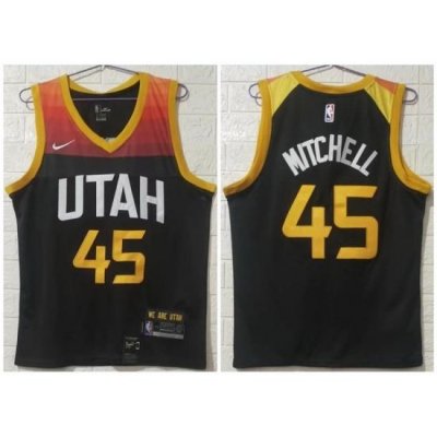 Men Utah Jazz 45 Donovan Mitchell Black 2020 21 City Edition Nike Swingman Jersey