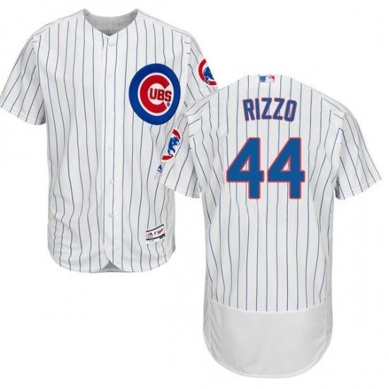 Mens Majestic Chicago Cubs 44 Anthony Rizzo White Home Flex Base Authentic Collection MLB Jersey