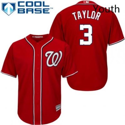 Youth Majestic Washington Nationals 3 Michael Taylor Replica Red Alternate 1 Cool Base MLB Jersey