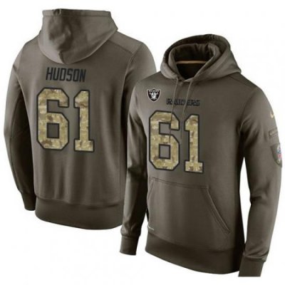 NFL Nike Oakland Raiders 61 Rodney Hudson Green Salute To Service Mens Pullover Hoodie