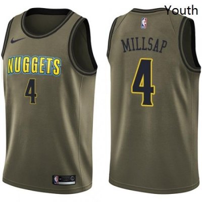 Youth Nike Denver Nuggets 4 Paul Millsap Swingman Green Salute to Service NBA Jersey