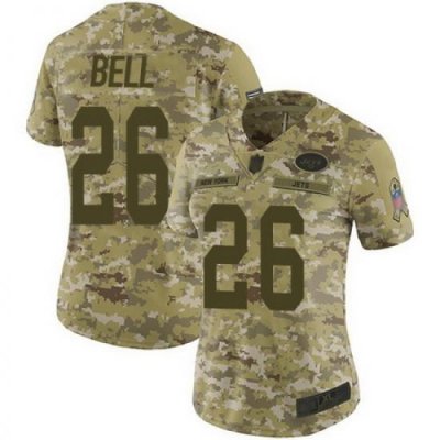 Jets 26 LeVeon Bell Camo Womens Stitched Football Limited 2018 Salute to Service Jersey