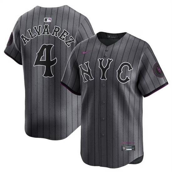 Men NeW York Mets 4 Francisco Alvarez Graphite 2024 City Connect Limited Stitched Baseball Jersey