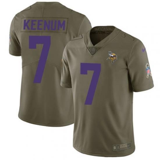 Nike Vikings #7 Case Keenum Olive Mens Stitched NFL Limited 2017 Salute to Service Jersey