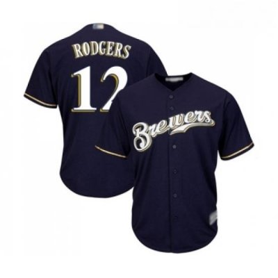 Youth Milwaukee Brewers 12 Aaron Rodgers Replica Navy Blue Alternate Cool Base Baseball Jersey