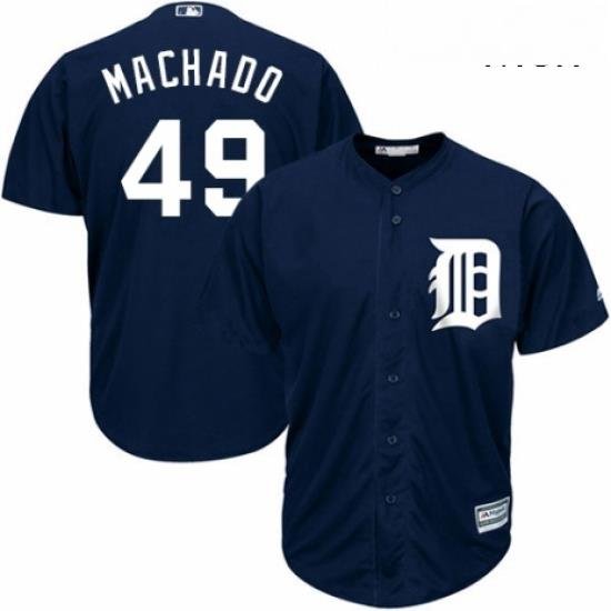 Mens Majestic Detroit Tigers 49 Dixon Machado Replica Navy Blue Alternate Cool Base MLB Jersey