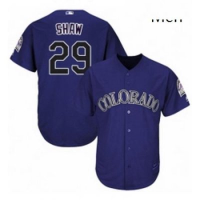 Mens Majestic Colorado Rockies 29 Bryan Shaw Replica Purple Alternate 1 Cool Base MLB Jersey